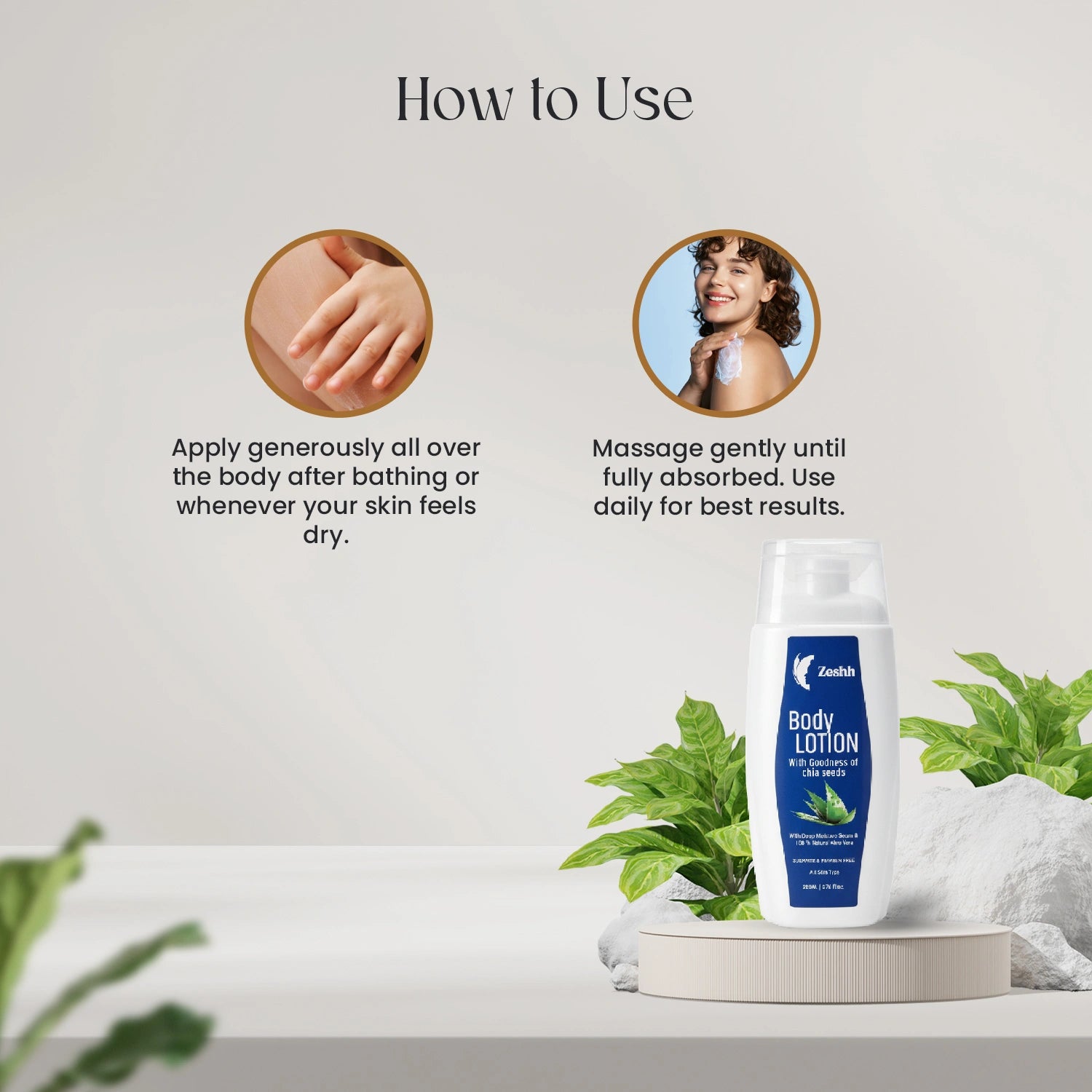 Zeshh Body Lotion with Natural Aloe Vera & Chia Seed Extract