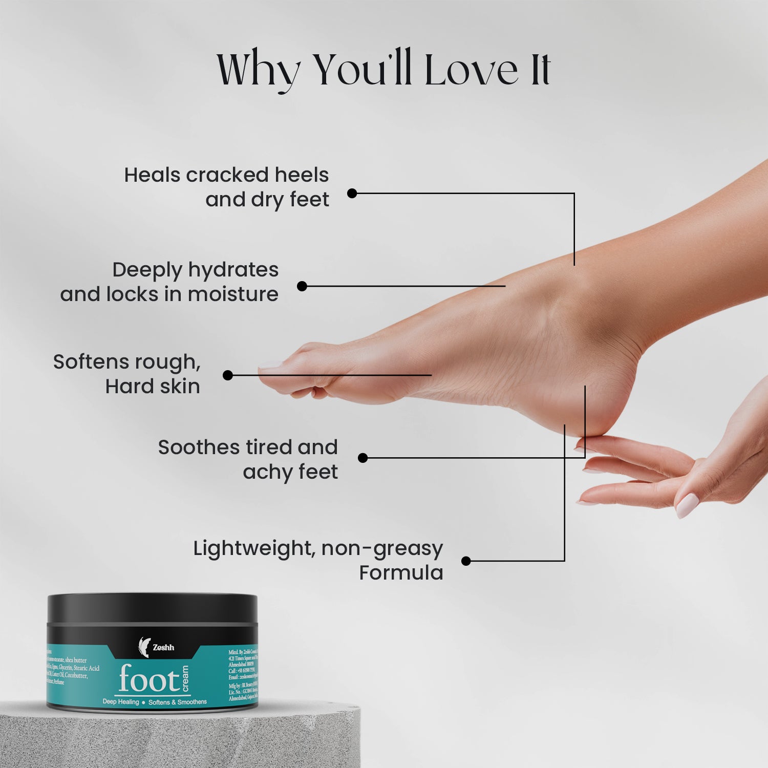 Zeshh Foot Cream for Cracked Heels & Dry Feet