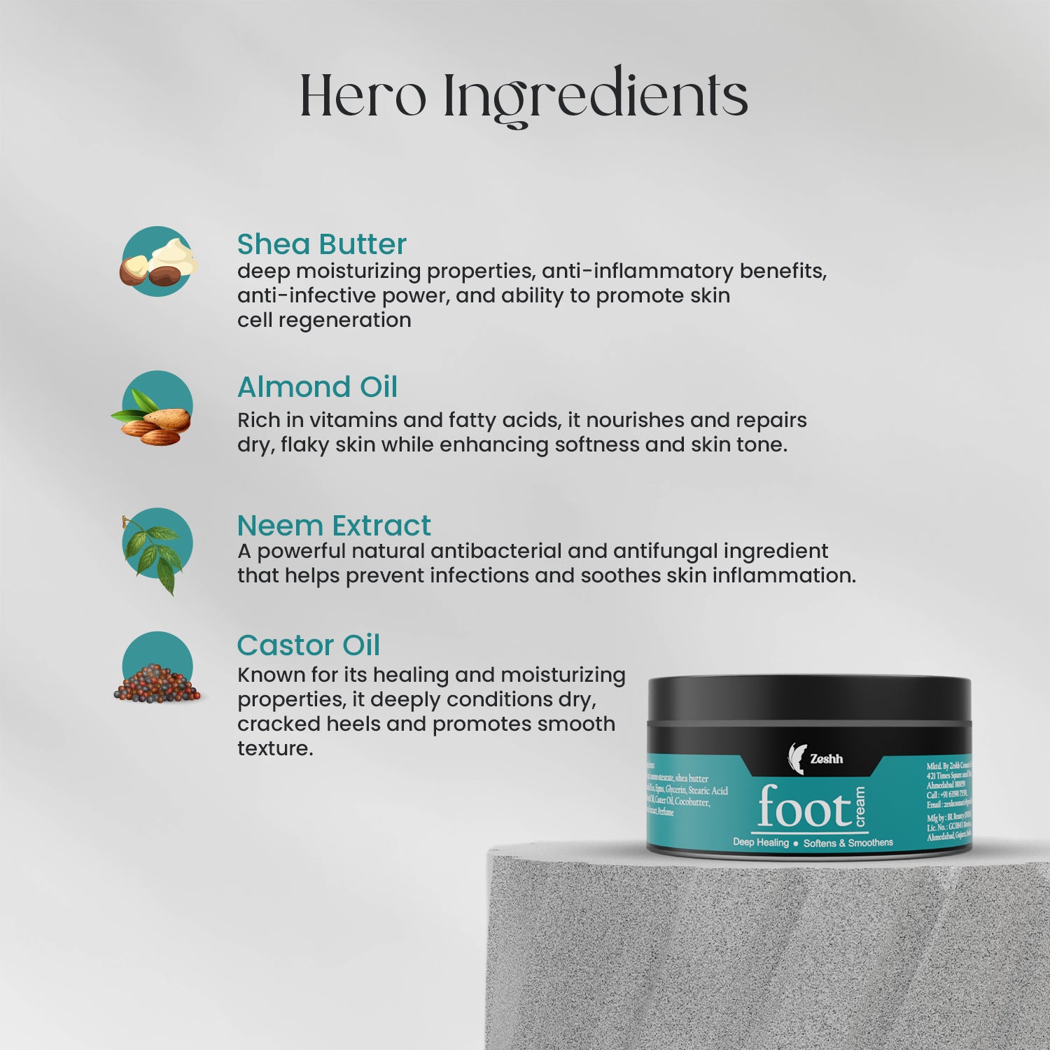 Zeshh Foot Cream for Cracked Heels & Dry Feet